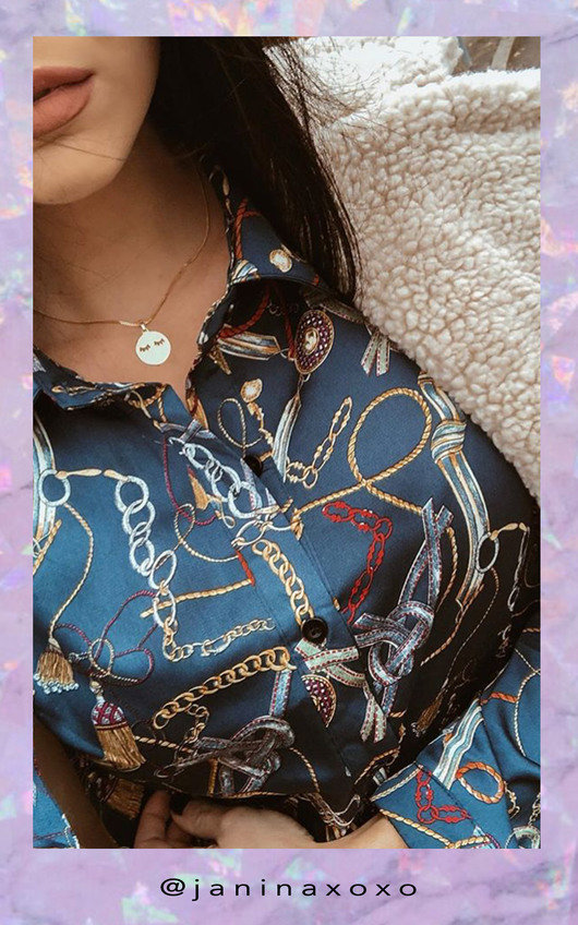Lina Printed Satin Shirt Lina Printed Satin Shirt