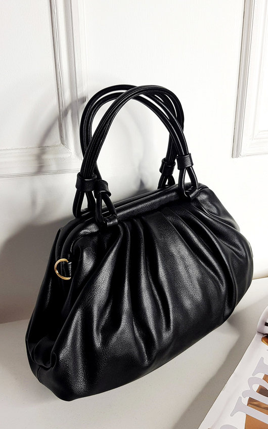 Lola Faux Leather Bag with Handle Detail Lola Faux Leather Bag with Handle Detail