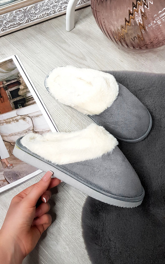 Lucy Slip on Slippers with Faux Fur Lining