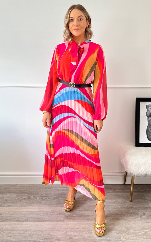 Luna Pleated Maxi Dress with Bow Detail Luna Pleated Maxi Dress with Bow Detail