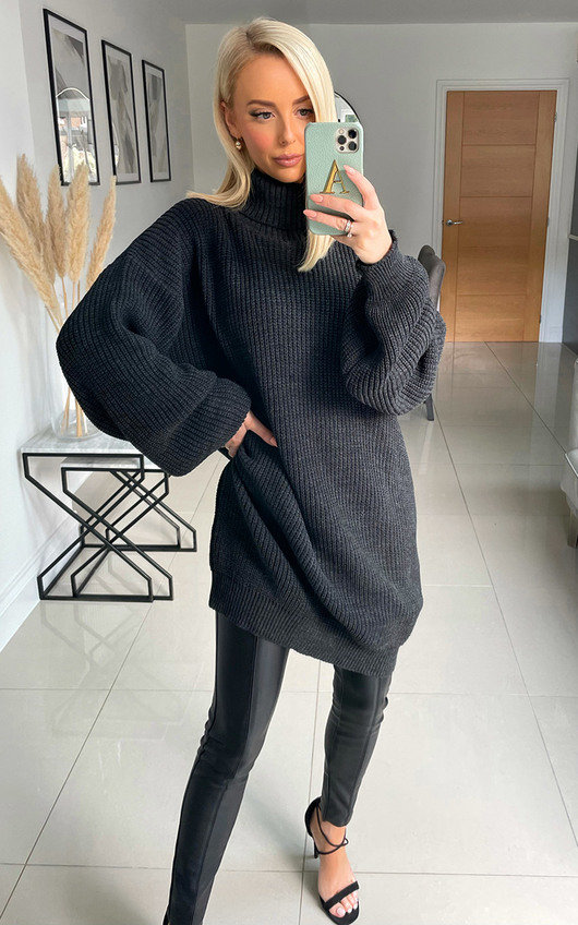 Macey High Neck Knitted Jumper Dress Macey High Neck Knitted Jumper Dress