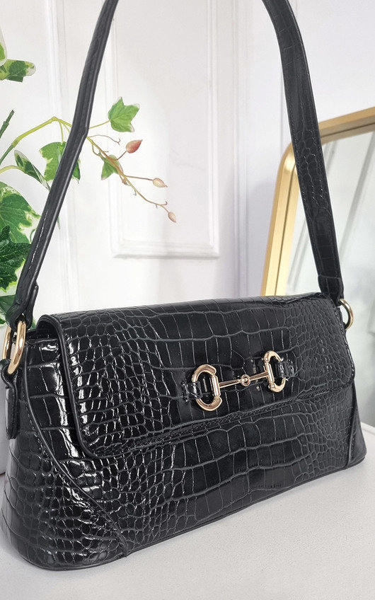 Maeve Faux Leather Croc Print Handbag 