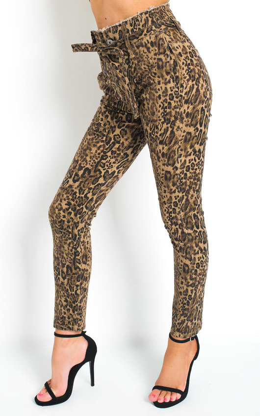 Olivia Tie Waist Leopard Print Jeans Olivia Tie Waist Leopard Print Jeans