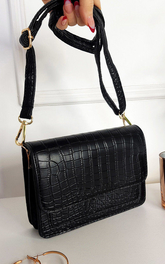 Paula Faux Leather Croc Print Shoulder Bag Paula Faux Leather Croc Print Shoulder Bag