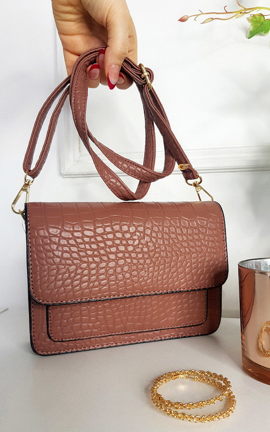 Paula Faux Leather Croc Print Shoulder Bag Paula Faux Leather Croc Print Shoulder Bag