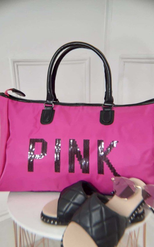 Pink Sequin Embellished Overnight Bag Pink Sequin Embellished Overnight Bag
