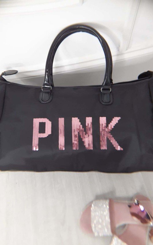 Pink Sequin Embellished Overnight Bag Pink Sequin Embellished Overnight Bag