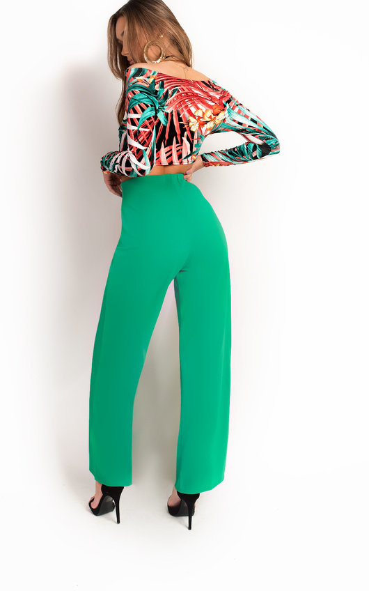 Polly High Waist Button Wide Leg Trousers Polly High Waist Button Wide Leg Trousers