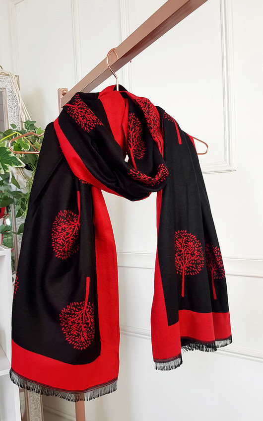 Poppy Two Tone Scarf with Print Design Poppy Two Tone Scarf with Print Design
