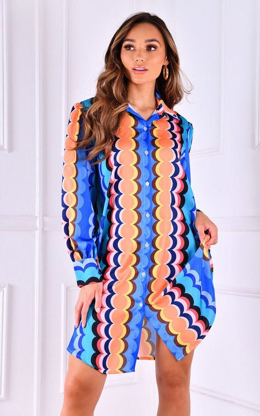 Saint Printed Button Up Oversized Shirt Dress Saint Printed Button Up Oversized Shirt Dress