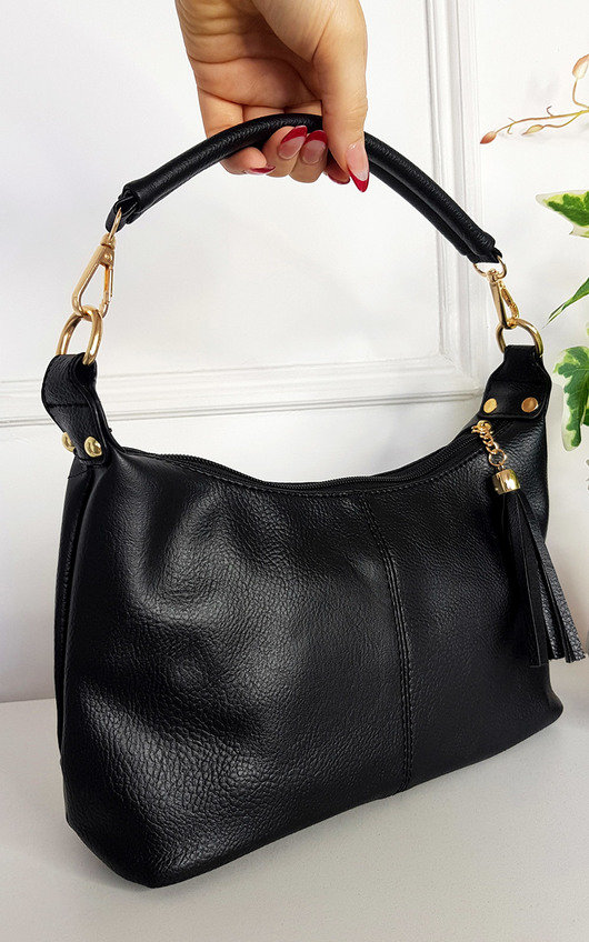 Sarah Faux Leather Shoulder Bag with Tassel Zip and Removable Strap Sarah Faux Leather Shoulder Bag with Tassel Zip and Removable Strap