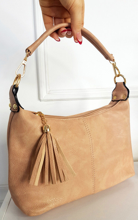 Sarah Faux Leather Shoulder Bag with Tassel Zip and Removable Strap Sarah Faux Leather Shoulder Bag with Tassel Zip and Removable Strap