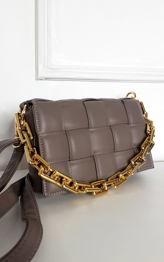 Serena Padded Shoulder Bag with Chain Detail Serena Padded Shoulder Bag with Chain Detail