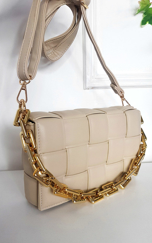 Serena Padded Shoulder Bag with Chain Detail Serena Padded Shoulder Bag with Chain Detail