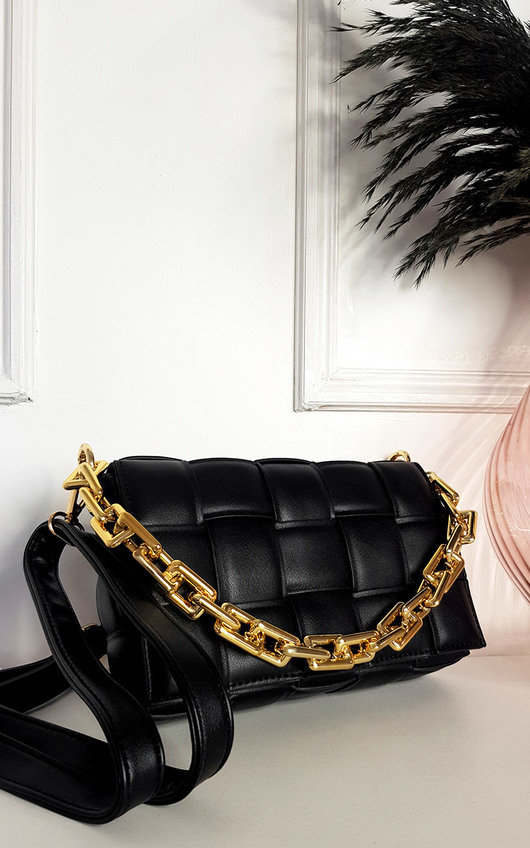 Serena Padded Shoulder Bag with Chain Detail Serena Padded Shoulder Bag with Chain Detail