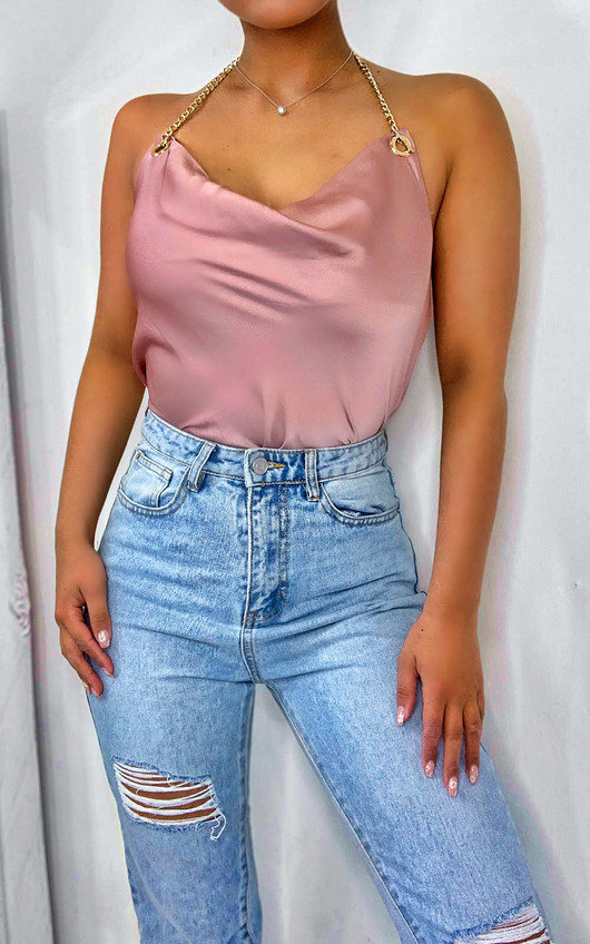 Serena Satin Chain Strap Cami Top Serena Satin Chain Strap Cami Top