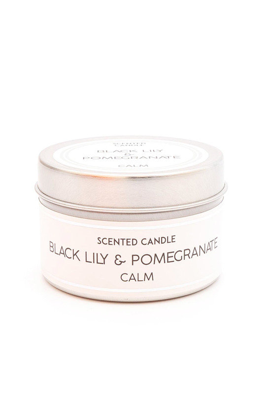 Silver Small Tin Candle in Black lily & Pomegranate Scent Silver Small Tin Candle in Black lily & Pomegranate Scent