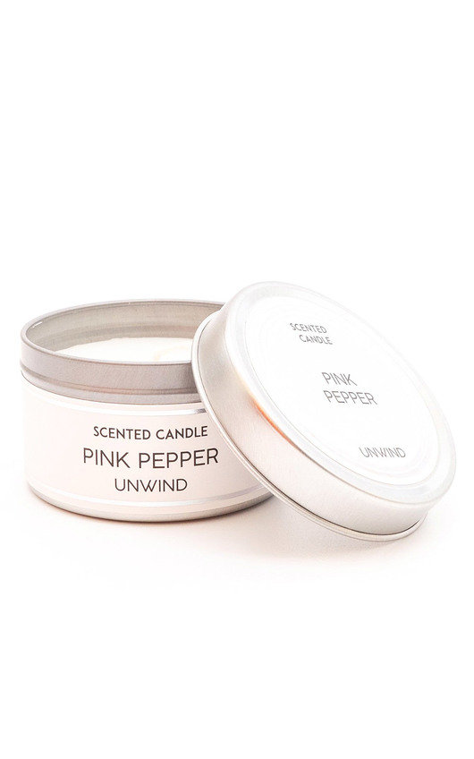 Silver Small Tin Candle in Pink Pepper Scent Silver Small Tin Candle in Pink Pepper Scent