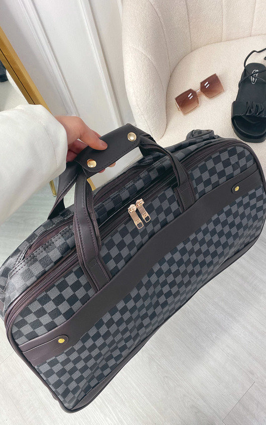 Thea Checked Print Travel Large Trolley Bag Thea Checked Print Travel Large Trolley Bag