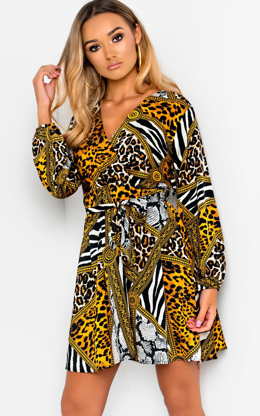 Velma Pattern Tie Wrap Dress Velma Pattern Tie Wrap Dress