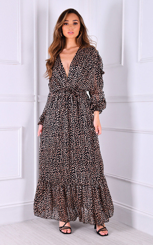 Venice Plunge Neckline Long Sleeve Maxi Dress Venice Plunge Neckline Long Sleeve Maxi Dress