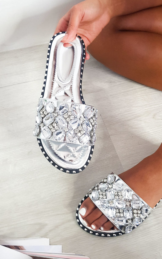 Zina Jewelled Slip On Sandals Zina Jewelled Slip On Sandals