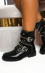Blake Buckle Studded Biker Boots  Thumbnail