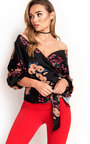 Kylie  Floral Ruffled Kimono Wrap Top Thumbnail