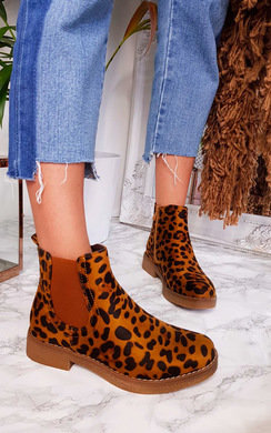 leopard print flat boots uk