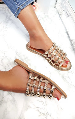 ladies studded sliders