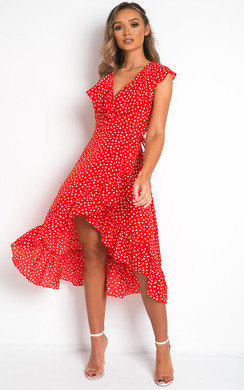 red summer midi dress