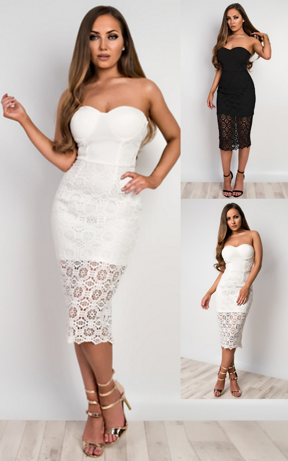 Meryn Strapless Lace Bodycon Dress Thumbnail