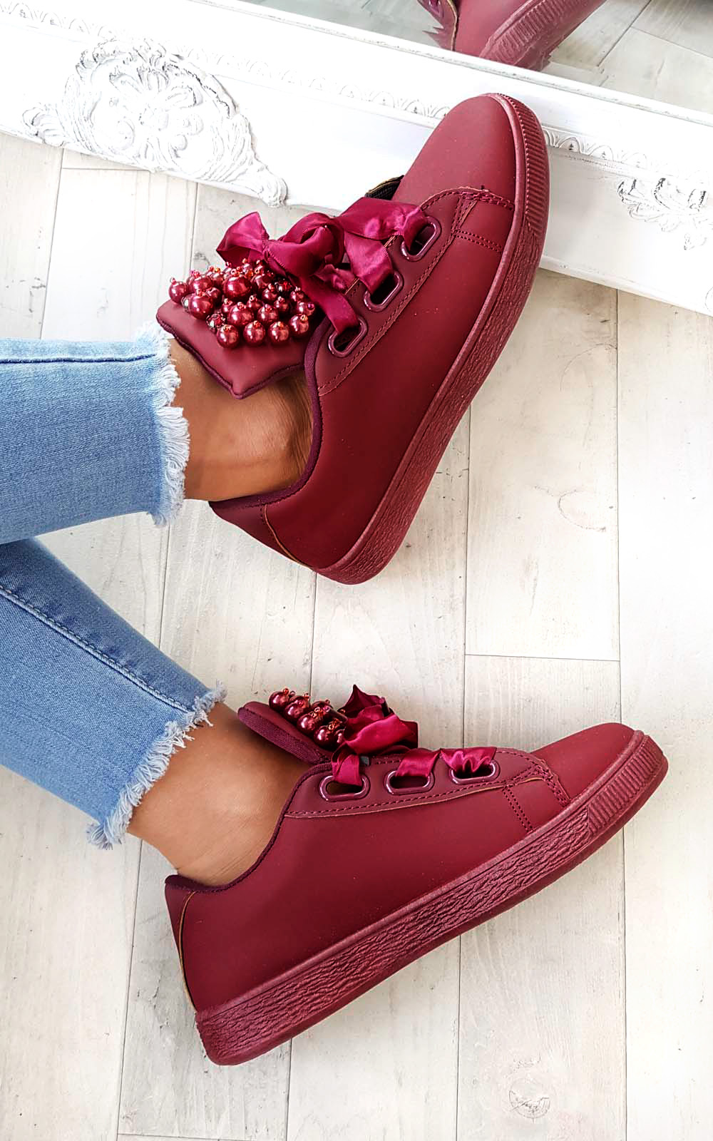 Ayla Embellished Faux Leather Trainers Thumbnail Ayla Embellished Faux Leather Trainers Thumbnail