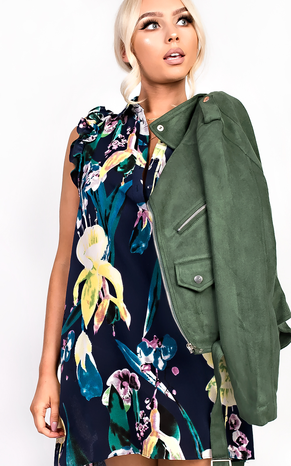 Bella Button Front Floral Frill Dress Thumbnail Bella Button Front Floral Frill Dress Thumbnail