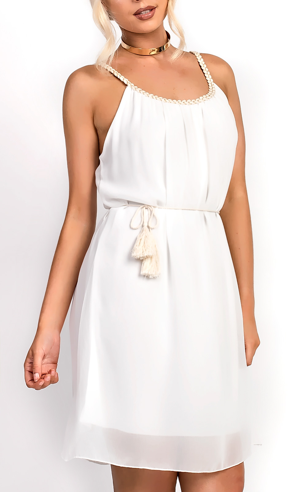 Hestia Pleated Tie Waist Chiffon Dress Thumbnail Hestia Pleated Tie Waist Chiffon Dress Thumbnail