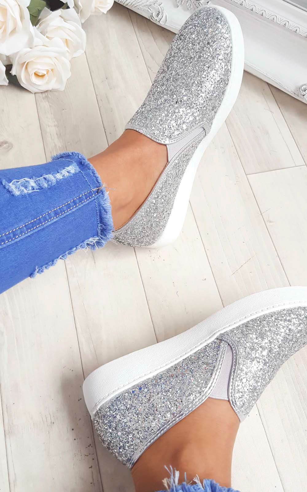 Alex Slip On Chunky Glitter Trainers