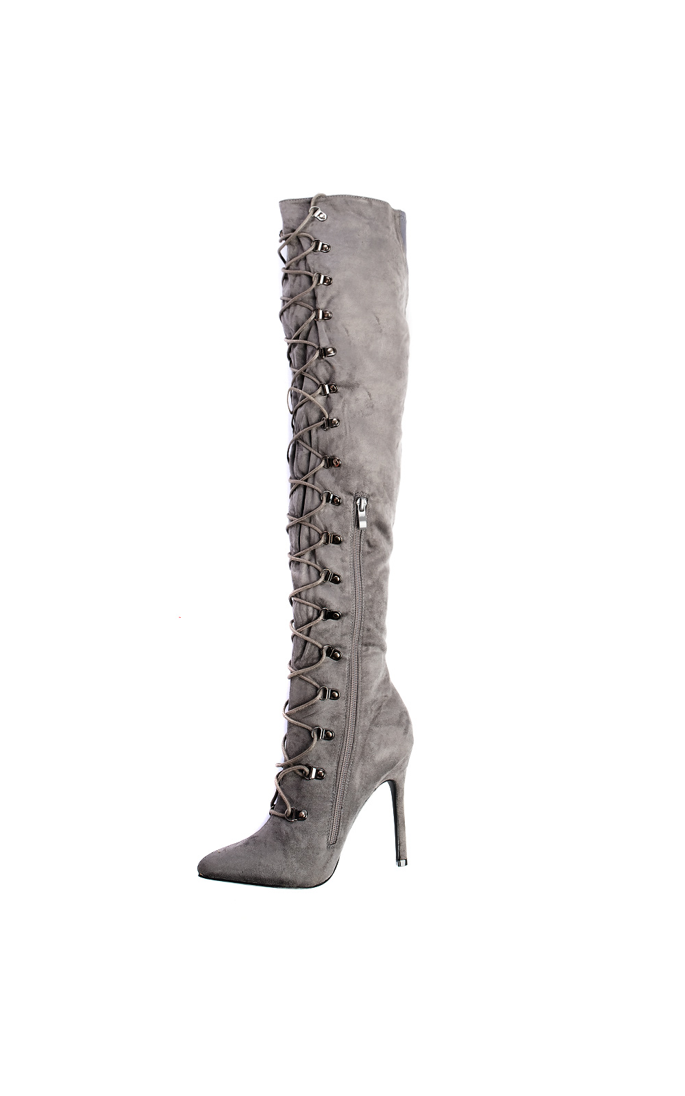 Alesia Corset Faux Suede Boots Thumbnail