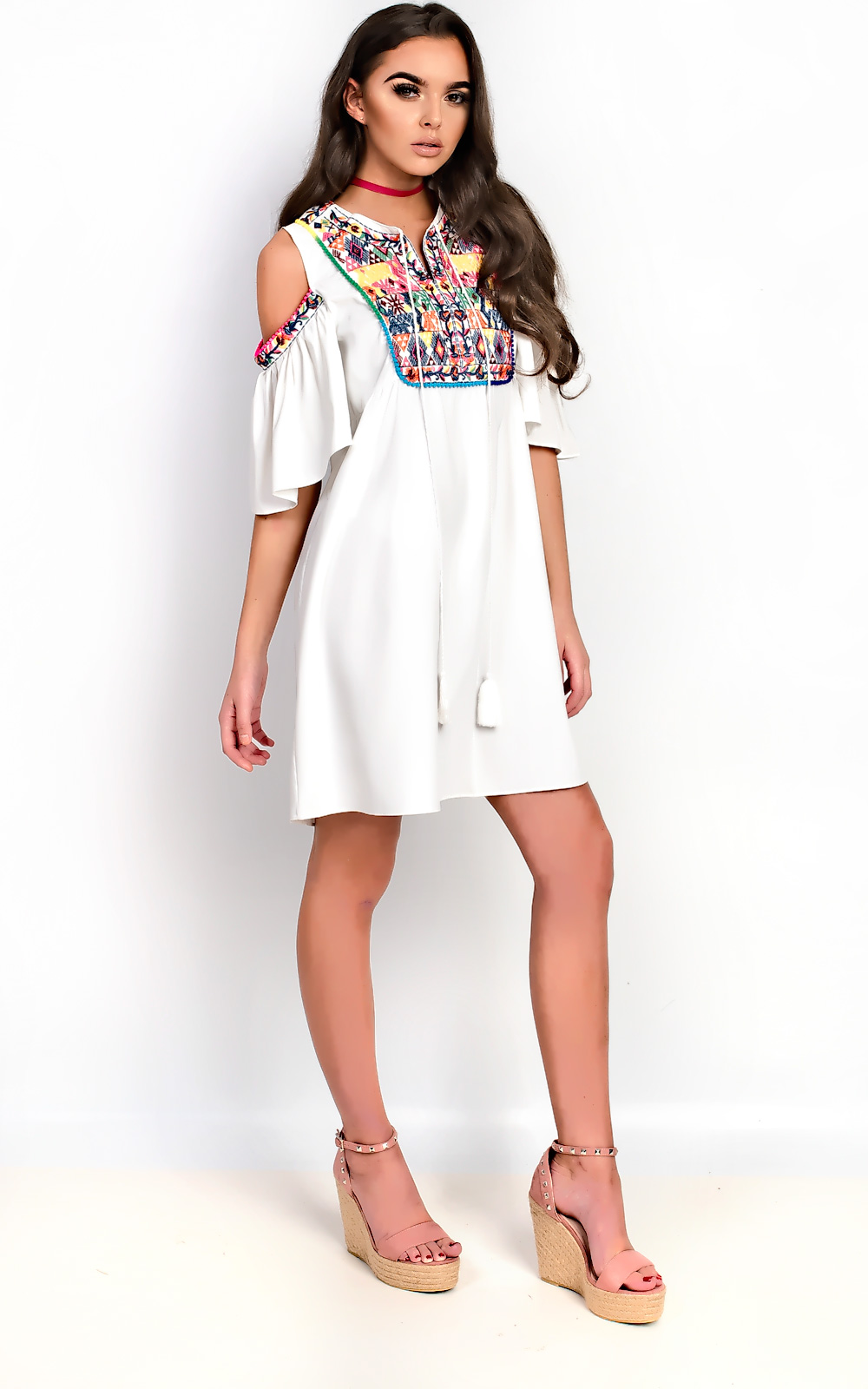 Abi Pattern Bright PomPom Shift Dress Thumbnail Abi Pattern Bright PomPom Shift Dress Thumbnail