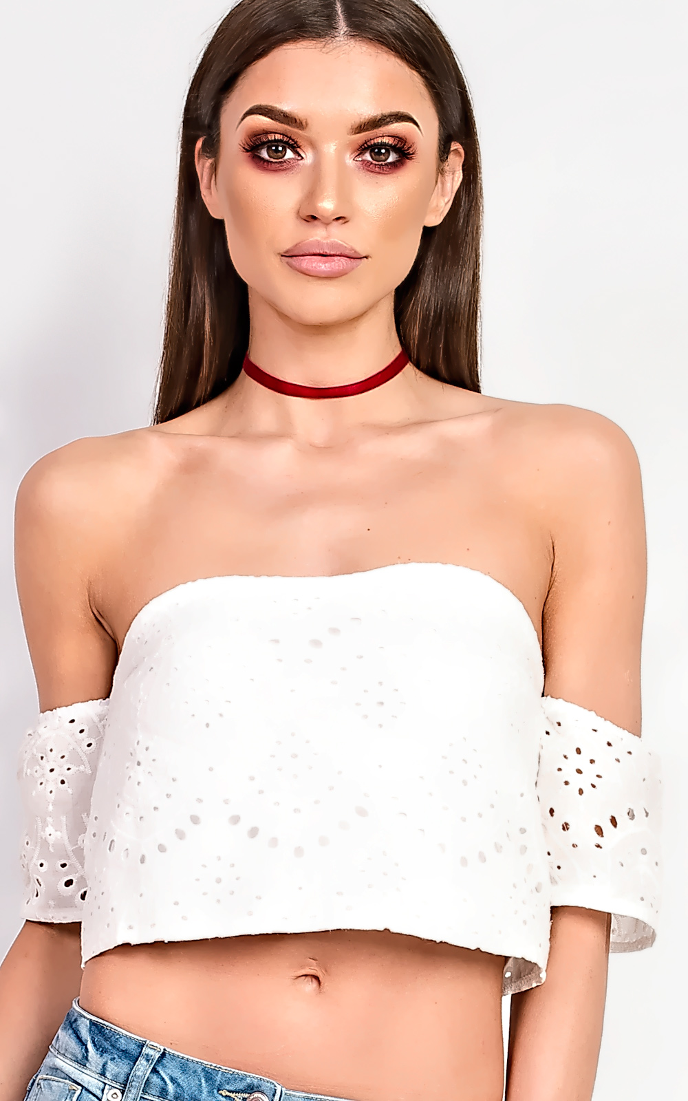 Rezme Bardot Crochet Crop Top