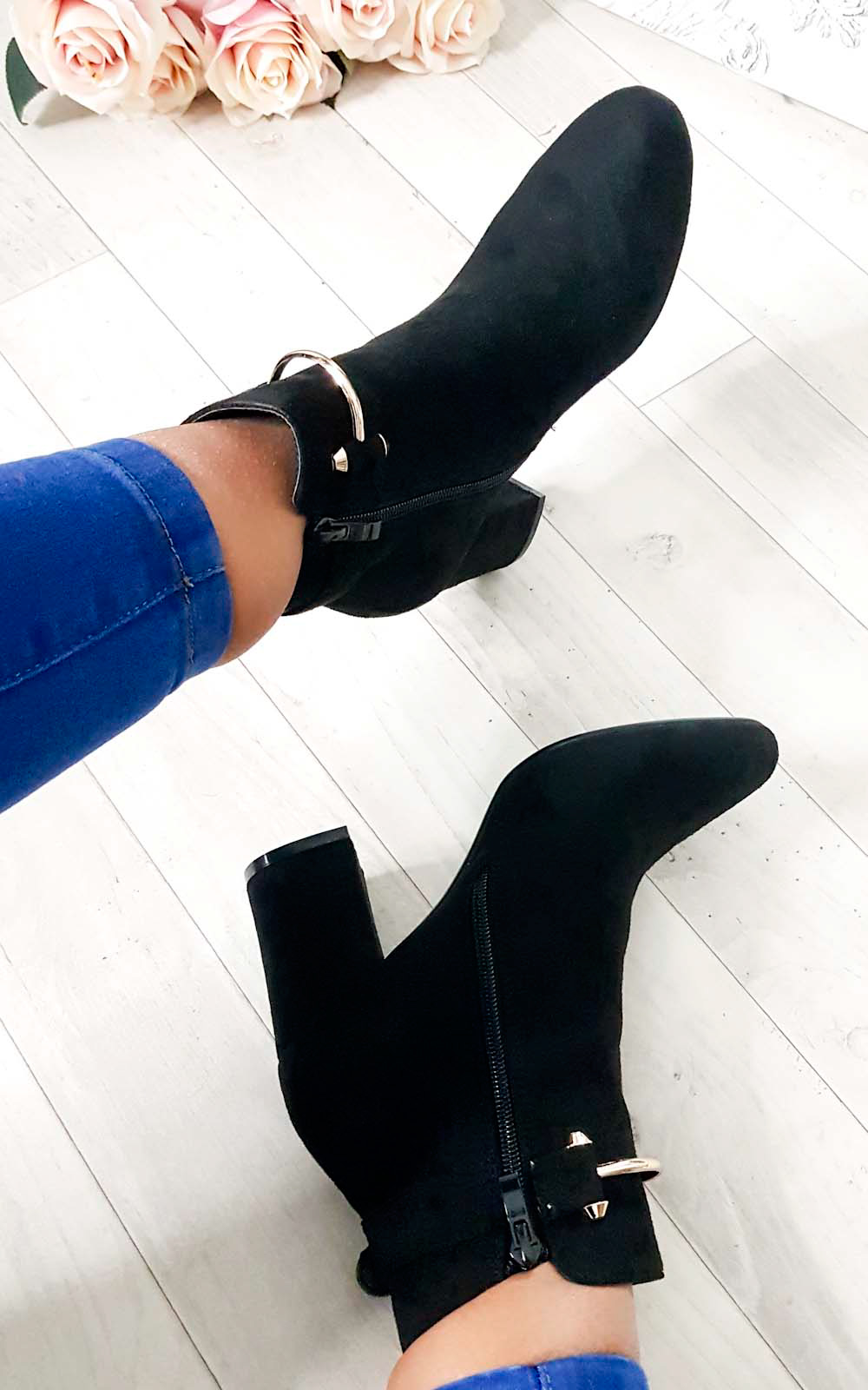 Isla Buckle Faux Suede Ankle Boots Thumbnail