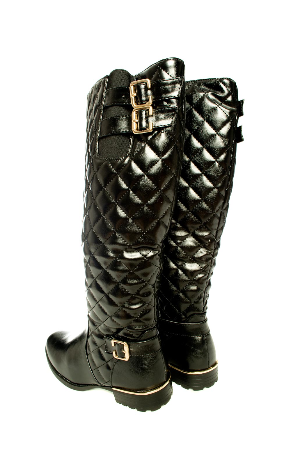 Priscila Quilted Knee High Buckle Boots Thumbnail