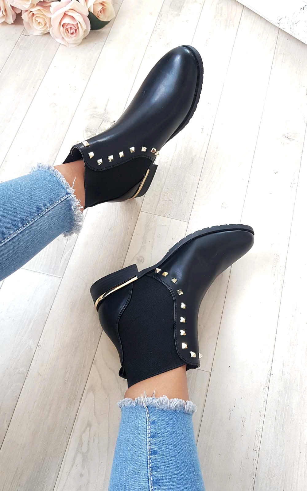 Shelly Studded Chelsea Ankle Boots