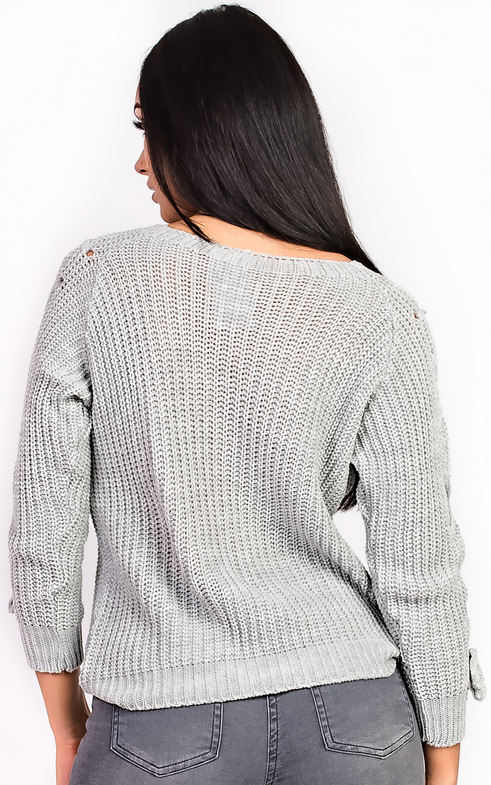 Evie Knitted Lace Up Jumper Thumbnail Evie Knitted Lace Up Jumper Thumbnail