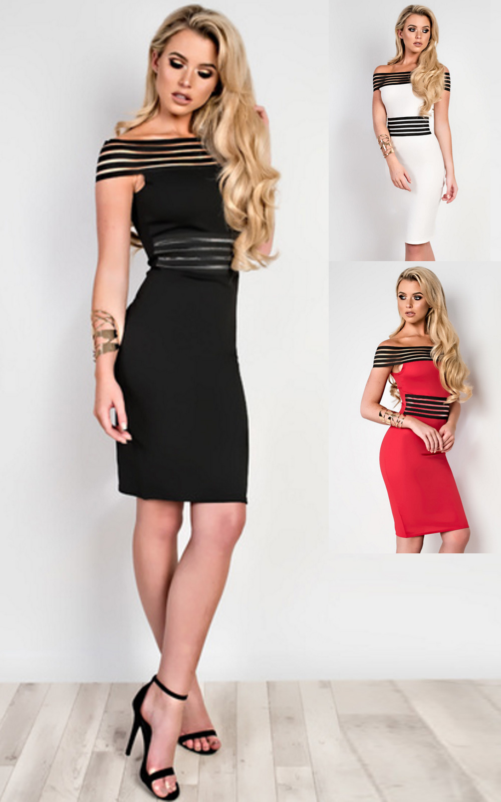 Ivette Stripe Detail Midi Dress Thumbnail Ivette Stripe Detail Midi Dress Thumbnail