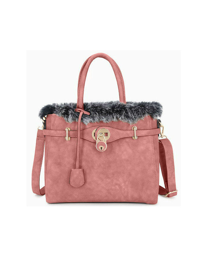 Bethan Faux Fur Tote Bag Stylish Padlock Shoulder Bag Thumbnail Bethan Faux Fur Tote Bag Stylish Padlock Shoulder Bag Thumbnail