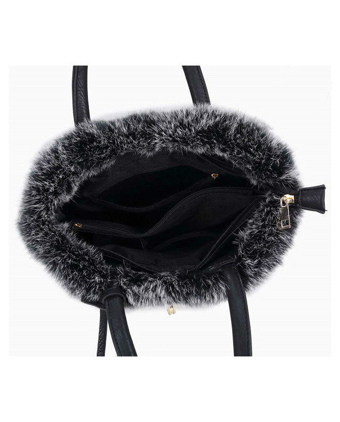 Bethan Faux Fur Tote Bag Stylish Padlock Shoulder Bag Thumbnail Bethan Faux Fur Tote Bag Stylish Padlock Shoulder Bag Thumbnail