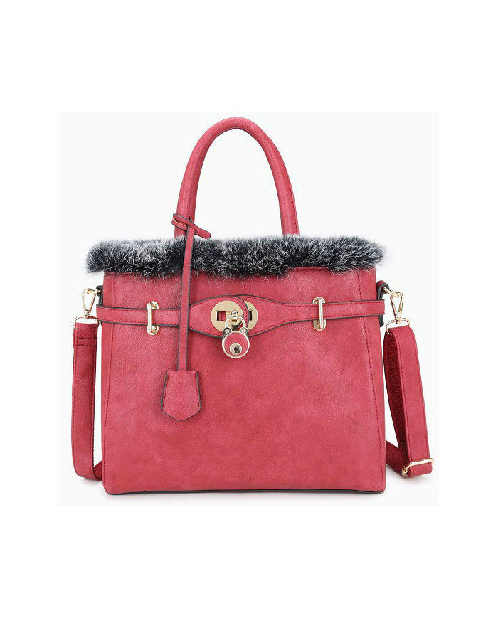 Bethan Faux Fur Tote Bag Stylish Padlock Shoulder Bag Thumbnail Bethan Faux Fur Tote Bag Stylish Padlock Shoulder Bag Thumbnail