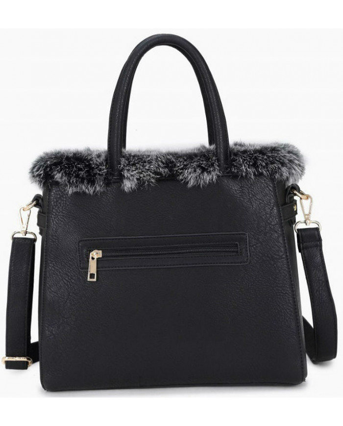 Bethan Faux Fur Tote Bag Stylish Padlock Shoulder Bag Thumbnail Bethan Faux Fur Tote Bag Stylish Padlock Shoulder Bag Thumbnail