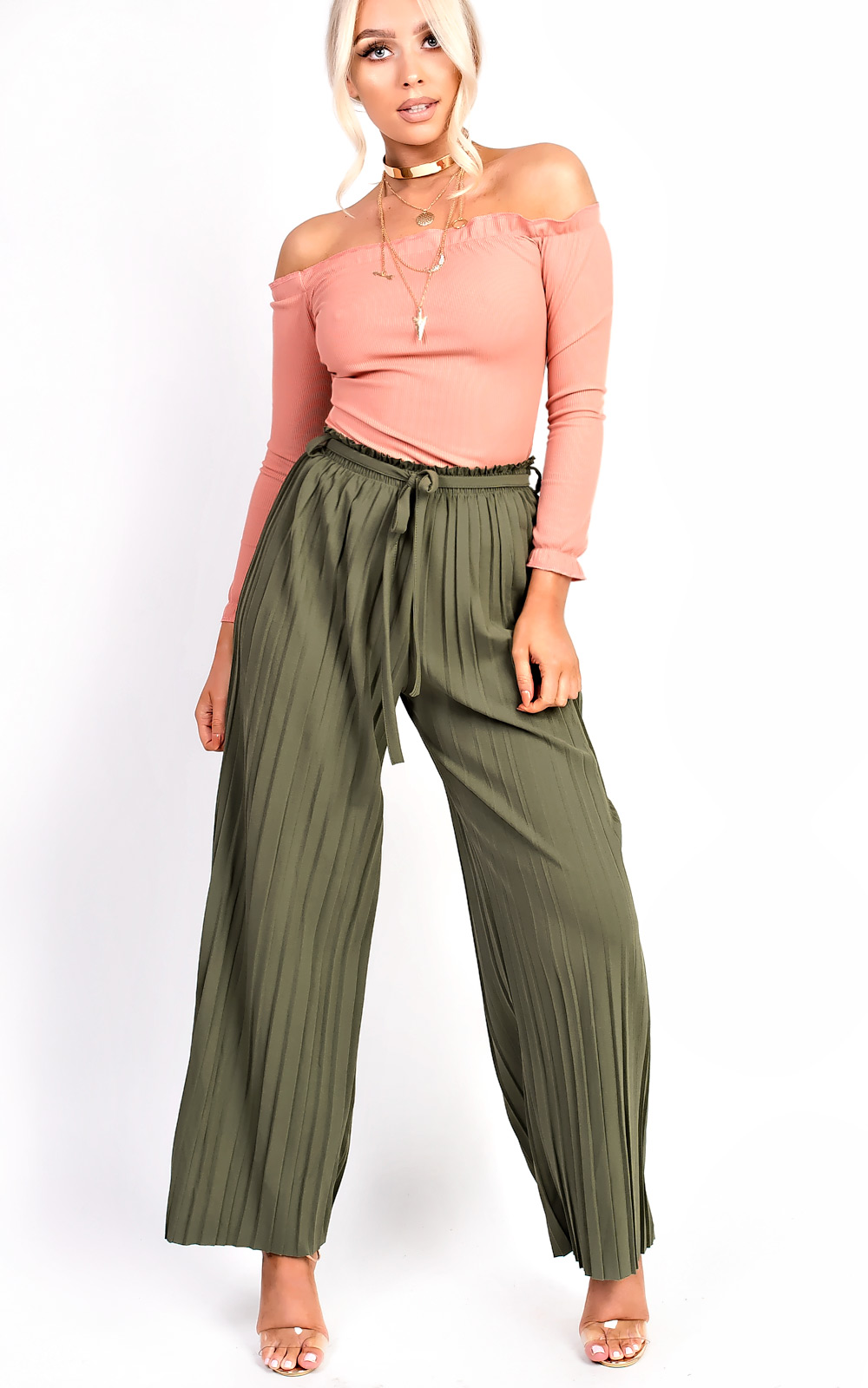 Cora Tie High Waist Wide Leg Trousers Thumbnail