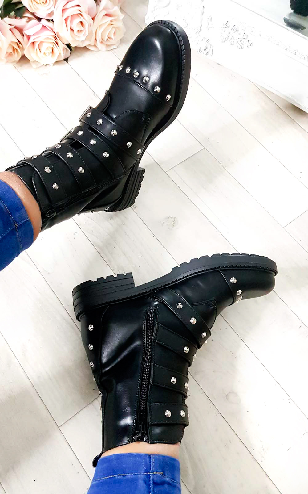 Brogan Studded Buckle Ankle Boots 